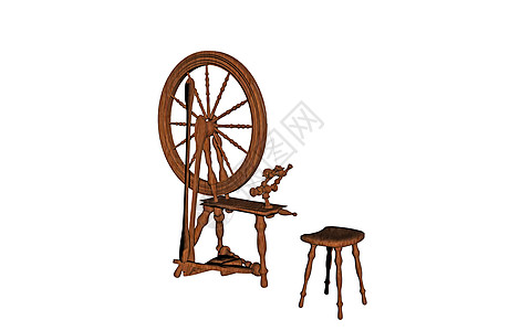 用于羊毛的老旧木制旋转车轮纺丝纺纱组织纺车工艺图片