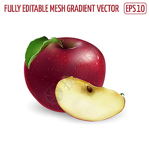 苹果白底整个红色苹果 白底带一片红苹果维生素生态营养美食水果甜点包装味道创造力烹饪插画