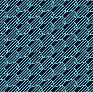 矢量无缝图案 现代时尚线性纹理 重复带有线性元素的几何砖块地毯织物网格打印菱形编织样本平铺奢华蓝色背景图片