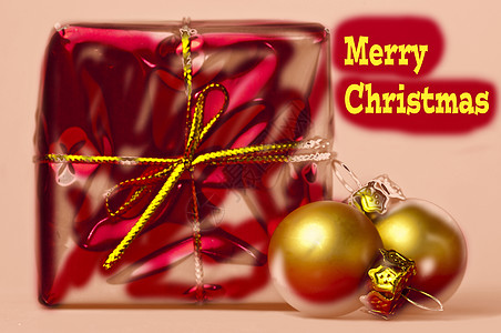 圣诞快乐卡片惊喜季节性红色黄色礼物派对背景图片