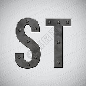 金属字母字体铆钉合金工业灰色数字倒角划痕插图图片