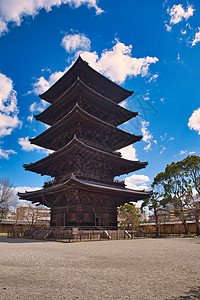 日本的京都塔公园历史寺庙花园宗教宝塔城市文化池塘庭院图片