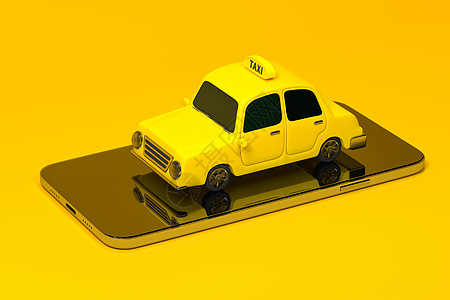 Mini 3D出租车 有手机的迷你车 3D牵引服务车辆轿车屏幕送货驾驶司机创造力旅行交通图片