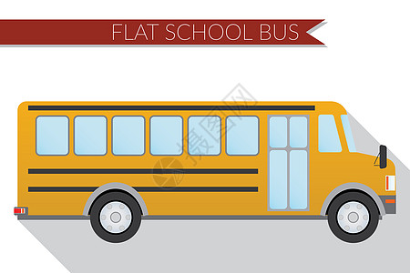 城市交通 校车 边视路面设计平板矢量图学校巴士插图教育旅行汽车童年卡通片车轮车辆图片