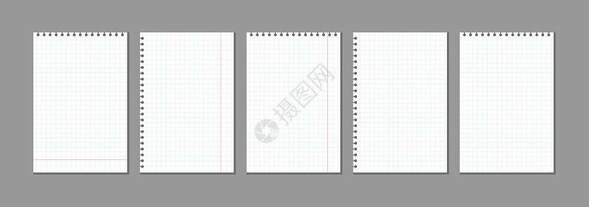 用于笔记的矢量空白复格工作表集框架教科书办公室内衬商业笔记纸日记记事本床单正方形图片