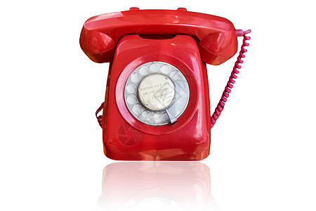 古董电话绳索旋转器具办公室帮助数字讲话情况技术红色图片