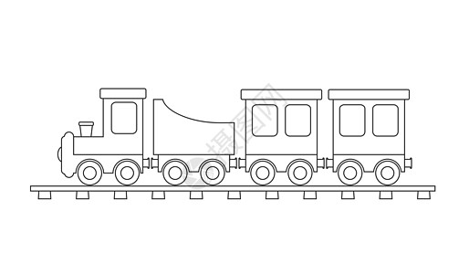 绘画儿童火车的轮廓 车上配有彩色布布的汽车图片