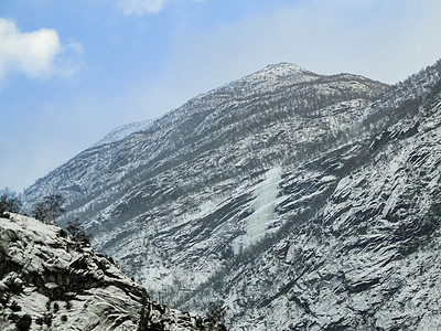 在挪威美丽的风景中 冰冻的瀑布和冰块墙纸仙境冻结旅游旅行冰柱季节岩石气候冰川图片
