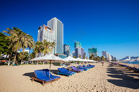 芽庄天堂湾越南Nha Trang主要海滩棕榈沿海太阳旅游热带风景海洋假期闲暇天堂背景