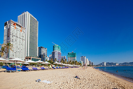 越南Nha Trang主要海滩海洋风景假期海岸线太阳沿海晴天旅行海景闲暇图片