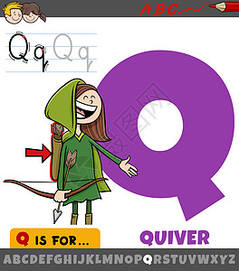字母 Q 带有卡通松动对象的工作表图片