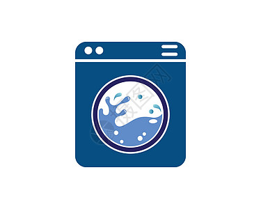洗衣服务设计的洗衣服标志图标矢量垫圈蓝色衣服洗涤剂肥皂商业家政粉末纺织品标签图片