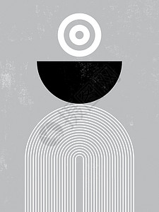 现代海报艺术 印刷版 墙壁简画  数字国际收藏风格卡片设计黑色装饰明信片白色插图圆圈背景图片