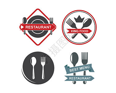 餐厅图标图标徽标矢量说明设计咖啡店勺子丝带咖啡早餐横幅帽子午餐菜单店铺图片