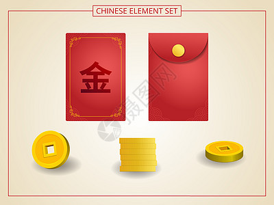 中国安格帕奥红色 印有纸剪风格金币 Ch图片