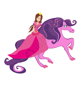 美丽的公主骑着童话般的马绘画成人故事女性戏服女孩女人味微笑衣服魅力图片