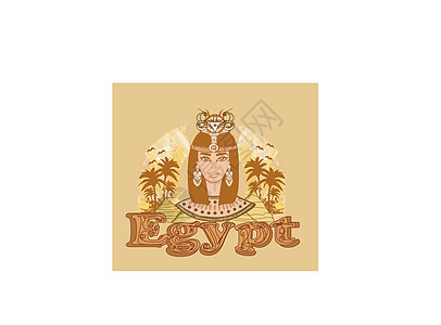 配有埃及皇后的古老旗帜头像世界化妆品法老艺术女神骑士塑像横幅工作背景图片