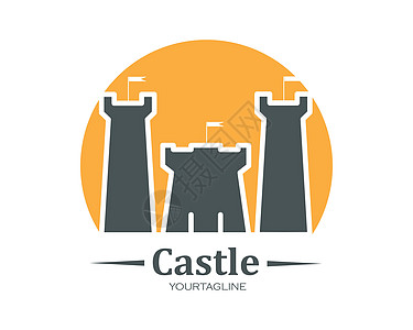 城堡标志图标矢量插图设计建筑学公主堡垒防御盔甲国王游戏魔法历史幻想图片
