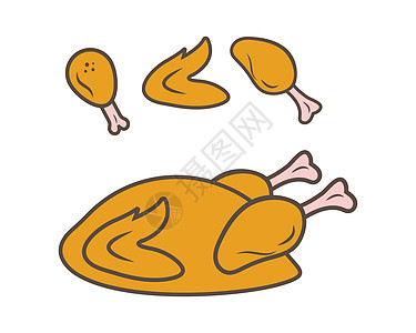 它制作图案炸鸡图标标志午餐食物掘金翅膀餐厅标识薯条鸡腿菜单美食图片