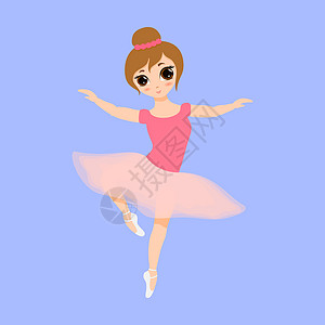 可爱的小芭蕾舞女郎 穿粉红色裙裙的芭蕾舞女郎娃娃包子演员行动微笑剧院女士插图蓝色女性图片