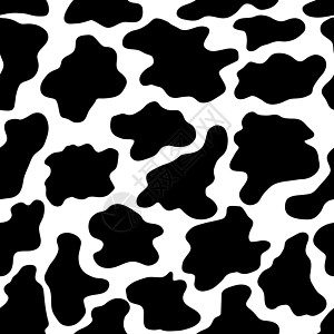奶牛无缝模式 黑色卡通斑点 Dalmatin或moo皮肤 矢量打印隐藏动物园皮革艺术墙纸毛皮牛奶插图农场动物图片