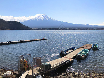 日本富士山和川口子湖的美丽景色旅游顶峰天气农村海洋场景假期环境晴天旅行图片