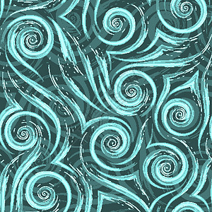 矢量无缝的透风或波浪图案 以潮水绿色 滑动螺旋条和角绿色纹理装饰纸织物图片