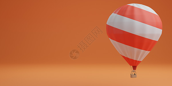 橙色背景旅行概念上的白气球和红气球 3d r背景图片