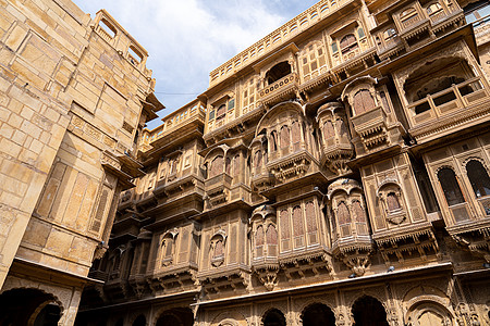 印度Jaisalmer的纪念碑石灰石阳台城市旅游历史性房子历史观光地标图片