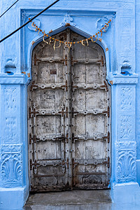 印度 蓝色城市乔德普尔旅行入口历史性吸引力建筑木头地标旅游文化历史图片