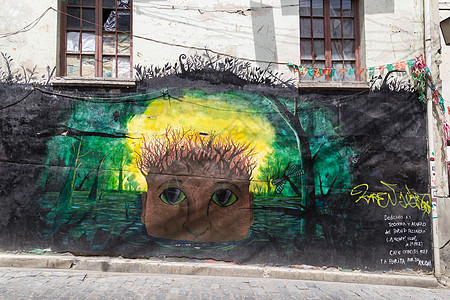 玻利维亚拉巴斯街头的涂鸦背景图片