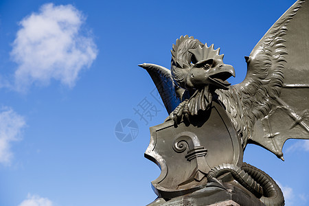 瑞士巴塞尔巴西利斯克神像蛇怪蓝色纪念碑旅行城市中心文化翅膀雕像自豪图片