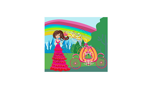 童话和南瓜马车说明插图星星公主城堡运输贵妃森林爬坡仙女小说图片