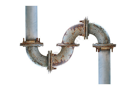 在白色背景上隔绝的铁管管子金属工程压力阀门工厂维修蓝色工业气体图片