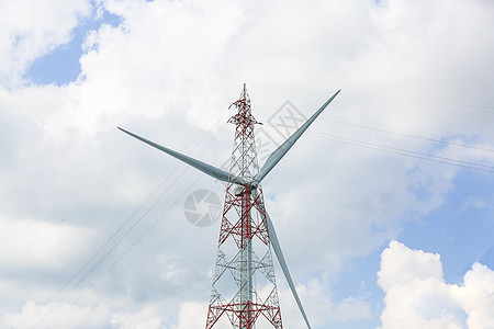 清洁能源动力概念 风力涡轮机和云空螺旋桨太阳生态农场日落活力力量创新环境环境保护图片