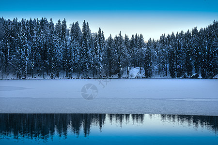 意大利福辛湖冬季蓝色童话故事季节森林高山全景山脉天空月亮盆地图片