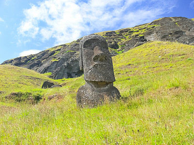 南太平洋复活岛神像雕像背光巨石摩艾天空冒险圣地雕塑纪念碑宗教石头背景