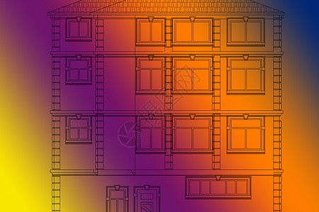 具有五彩背景的建筑立面图背景图片