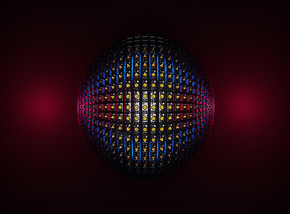 迪斯科球由带有五颜六色灯光的扬声器制成 数字 3D 渲染图片