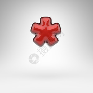 白色背景上的星号符号 具有光滑金属表面的红色汽车油漆 3D 标志背景图片