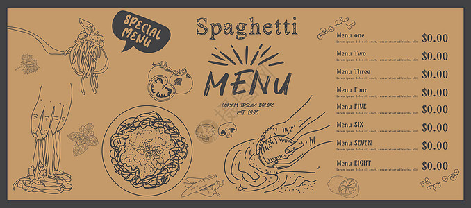 意大利面条 向量传单餐厅海报桌子标识火焰叶子食物小册子美食图片