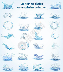 水溅插图绘画气泡运动塑料艺术波纹蓝色反射渲染图片