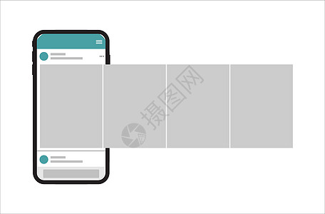 社交媒体移动应用程序页面模板 轮播帖子丝带社会屏幕故事照片小样旋转木马框架邮政界面背景图片