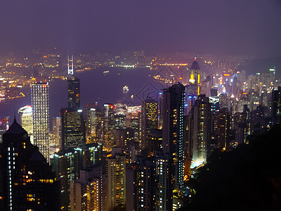 夜总会灯光明亮 香港之夜建筑摩天大楼码头场景旅游市中心大楼办公城市顶峰图片