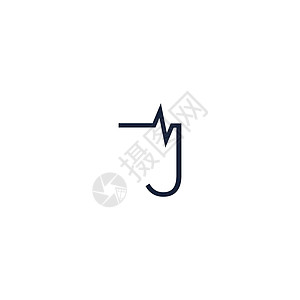 字母 J 图标标志与脉冲图标设计相结合图片