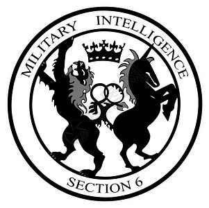 MI6 标准纽带绘画军事情报间谍标识英语徽章插图背景图片