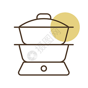 双锅炉矢量图标 厨电汽船饮食美食食物烹饪厨具标识工具技术厨房图片