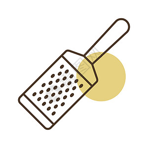 用于奶酪矢量 ico 的金属厨房手刨丝器烹饪公用事业配饰用具厨具刀刃美食研磨插图食物图片