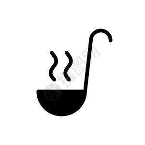 汤勺矢量字形图标 厨电钢包标识插图便利午餐用具烹饪白色乐器金属图片