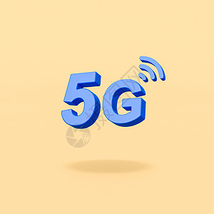 黄色背景上的 5G 3D 文本背景图片